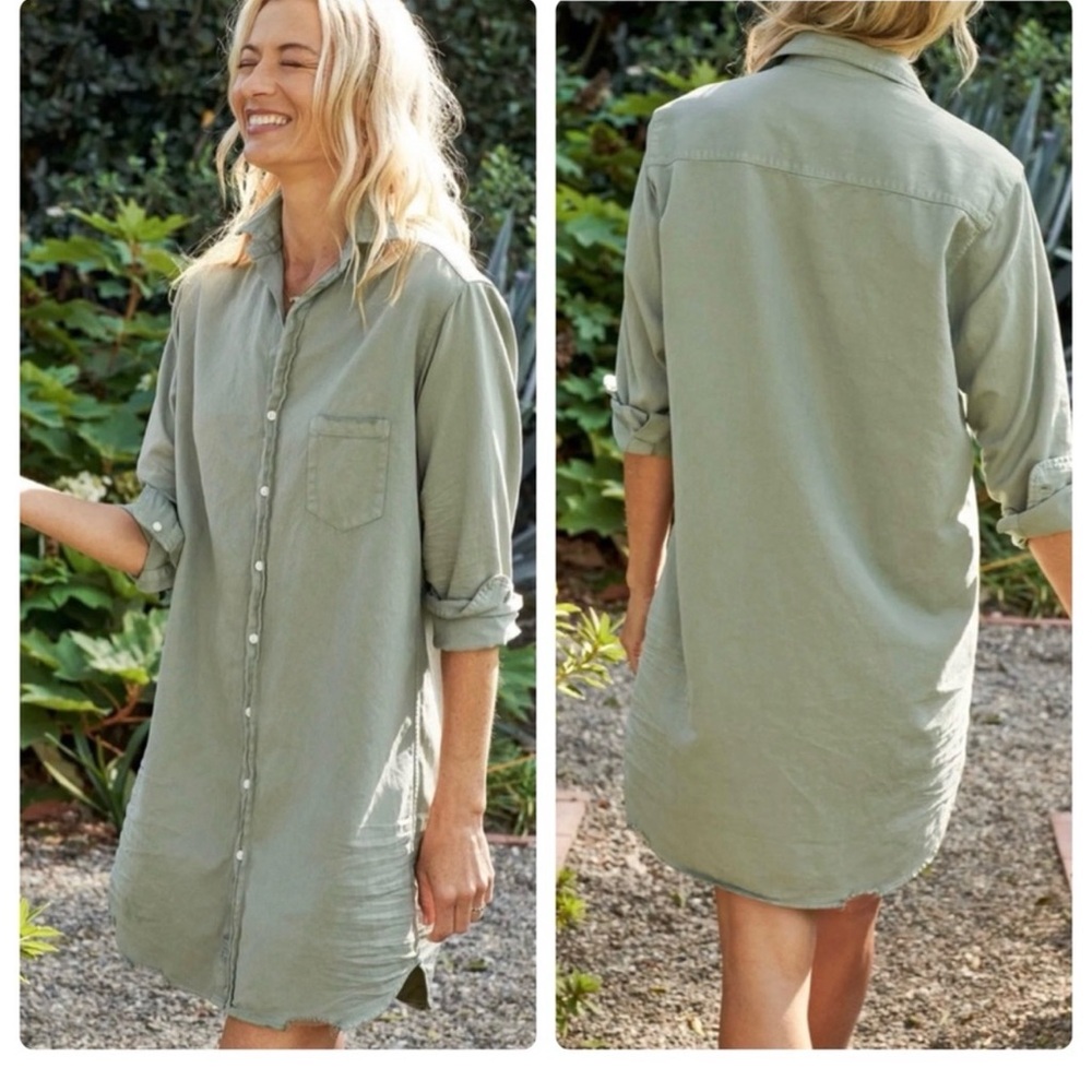 Frank & Eileen Mary Famous Denim Shirt Dress in Thyme M Distressed look - Picture 1 of 9